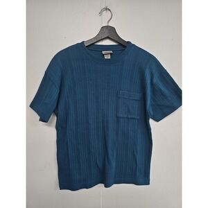 Vintage Carriage Court Shirt Mens Medium Blue Ribbed Pocket Crew Neck 90s